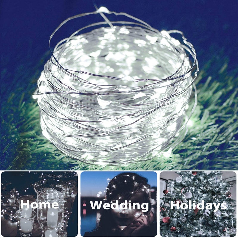 DAYLIGHTIR 2 Pack Total 200 LED 66FT Solar Powered Copper Wire String Lights Outdoor, Waterproof, 8 Modes Fairy Lights for Garden, Patio, Party, Yard, Christmas (White) - Image 3